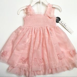 NWT Nicole Miller 2pc Pink Butterly Tulle Dress